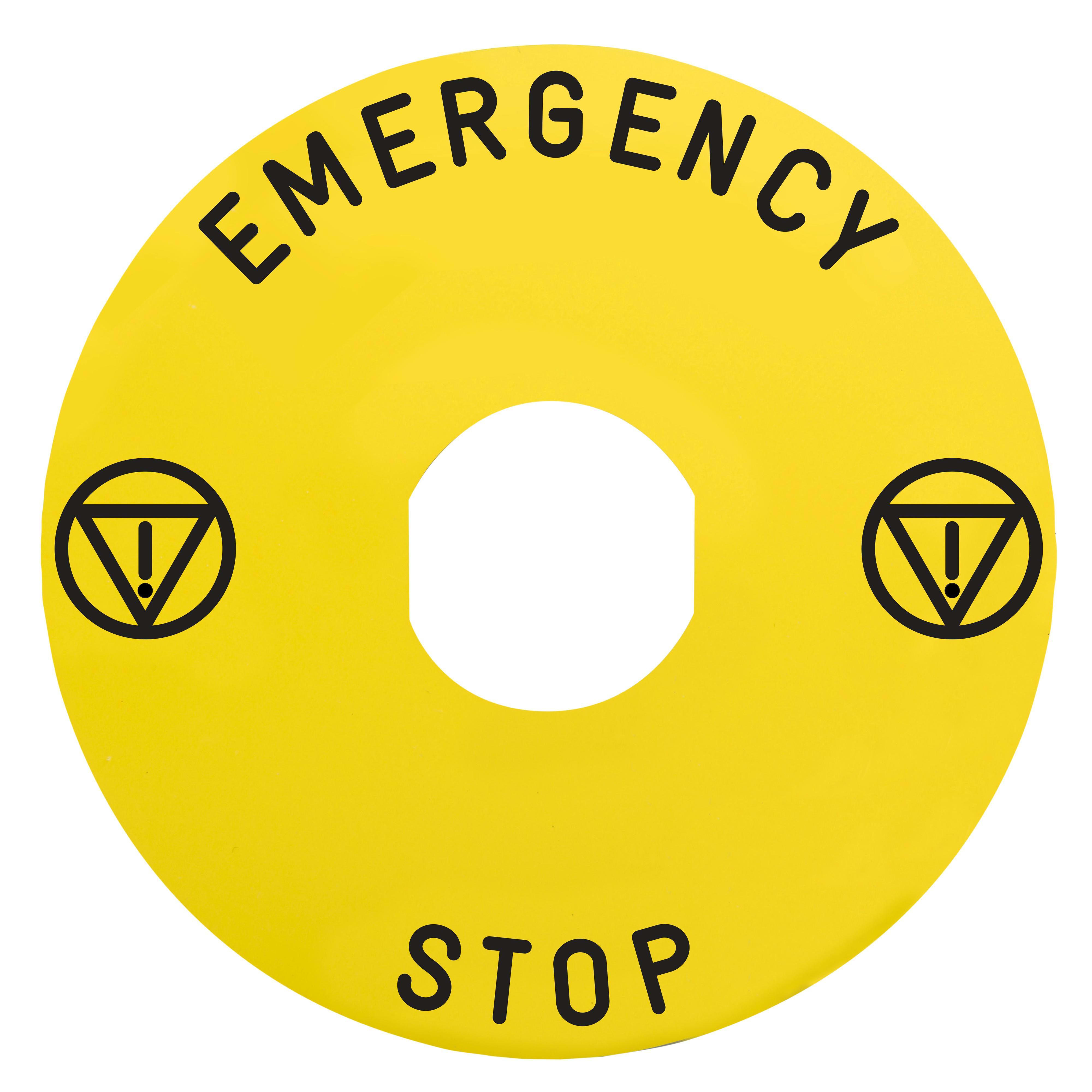 Schneider Electric - Etiqueta circular 60mm 'EMERGENCY STOP' ZBY9330M