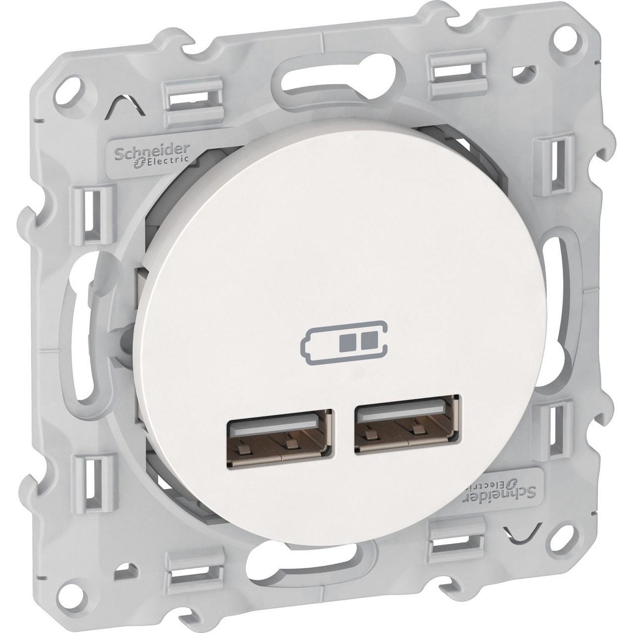 Schneider Electric - Cargador doble USB 2,1 A ODACE Blanco