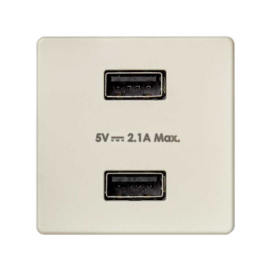 SIMON - Cargador SIMON 27 PLAY con 2xUSB SIMON 27 5V DC 2,1A marfil