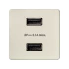 SIMON - Cargador SIMON 27 PLAY con 2xUSB SIMON 27 5V DC 2,1A marfil