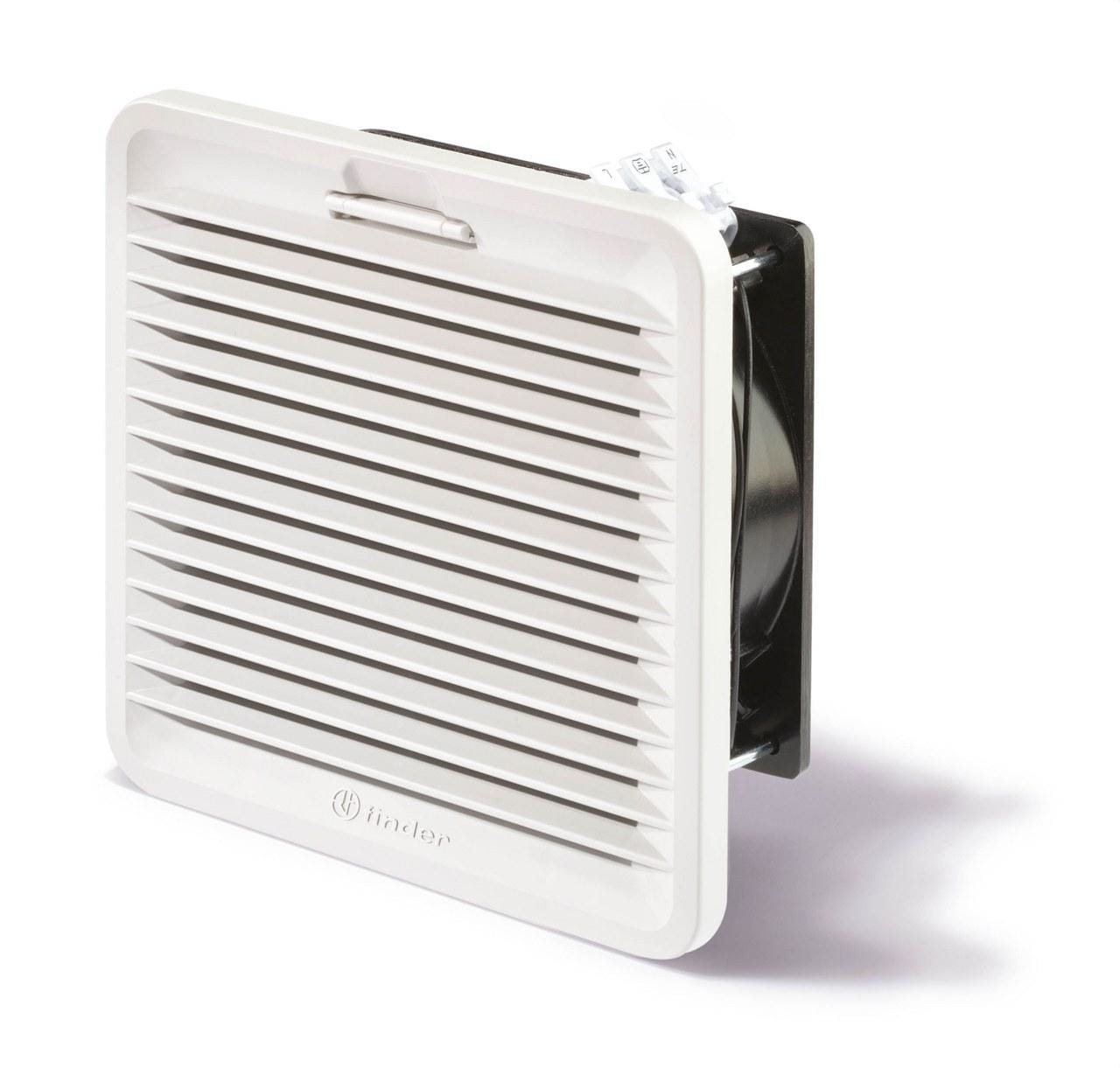 FINDER - Ventilador con filtro para uso interno SERIE 7F, 230V AC, tamaño 3, 177x177mm, volumen de aire 100m³/h