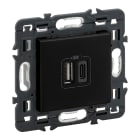 LEGRAND - Cargador USB Valena Next - 2 USB Tipo A+C -3.000 mA - 15W -Dark