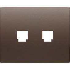 BJC - Tapa adaptadora 2 conectores RJ11/RJ45 serie Iris en chocolate