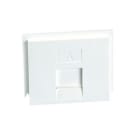 MMCONECTA - Módulo plano combinable con antipolvo blanco nieve para 1 conector tipo Keystone 19,4mm y 20,4mm y Commscope (Systimax)