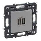 LEGRAND - Cargador USB Valena Next - 2 USB Tipo A+A - 2.400 mA - 12W -Aluminio