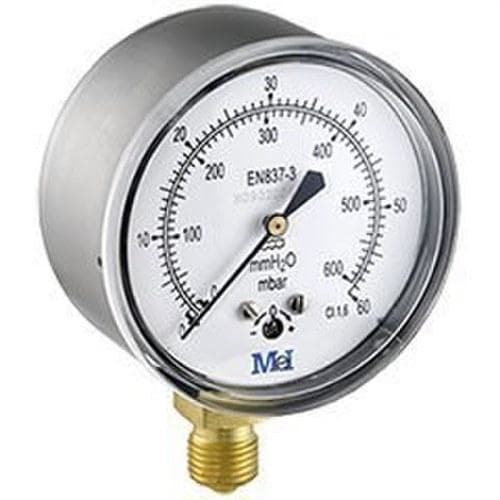 HECAPO - Manómetro baja presión diámetro 63 vertical 1/4" 0...250mbar caja inox