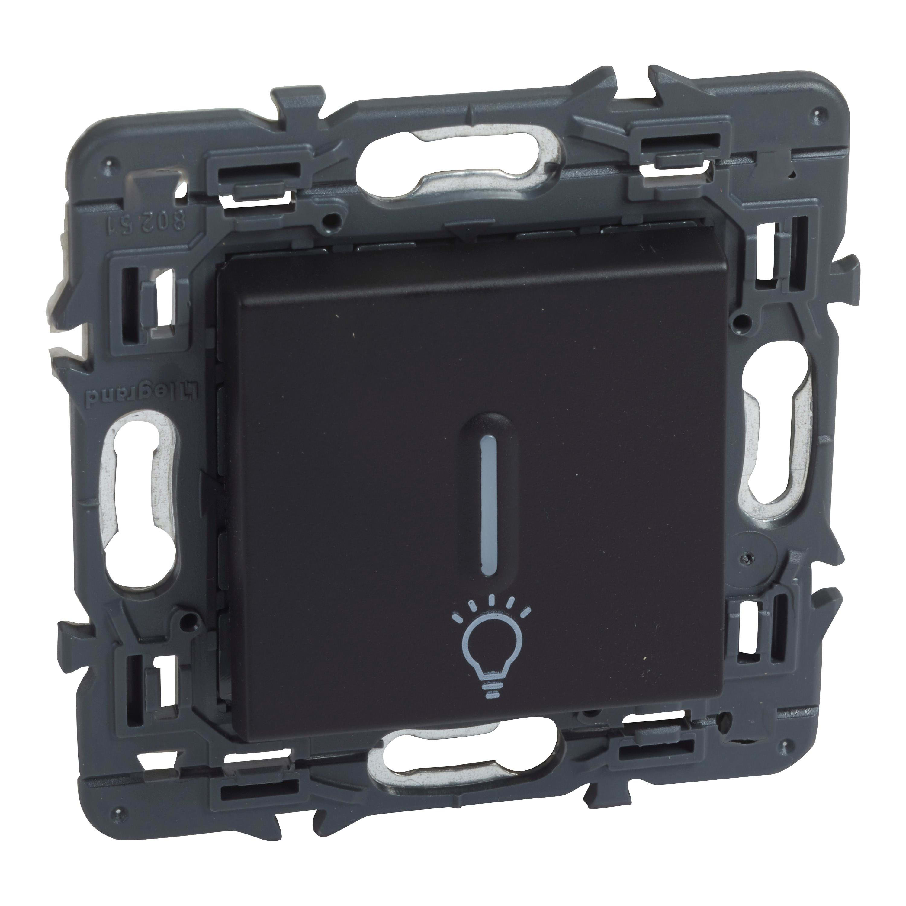 LEGRAND - Pulsador Valena Next - luminoso con símbolo de lámpara - 6A - 230V~ - Dark