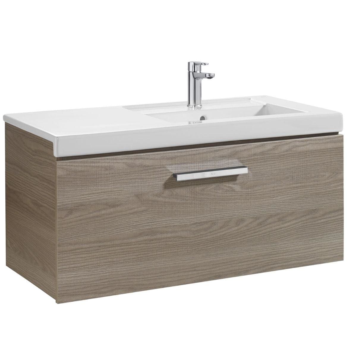 ROCA - Conjunto mueble PRISMA 1 cajón 900 derecha gris antracita