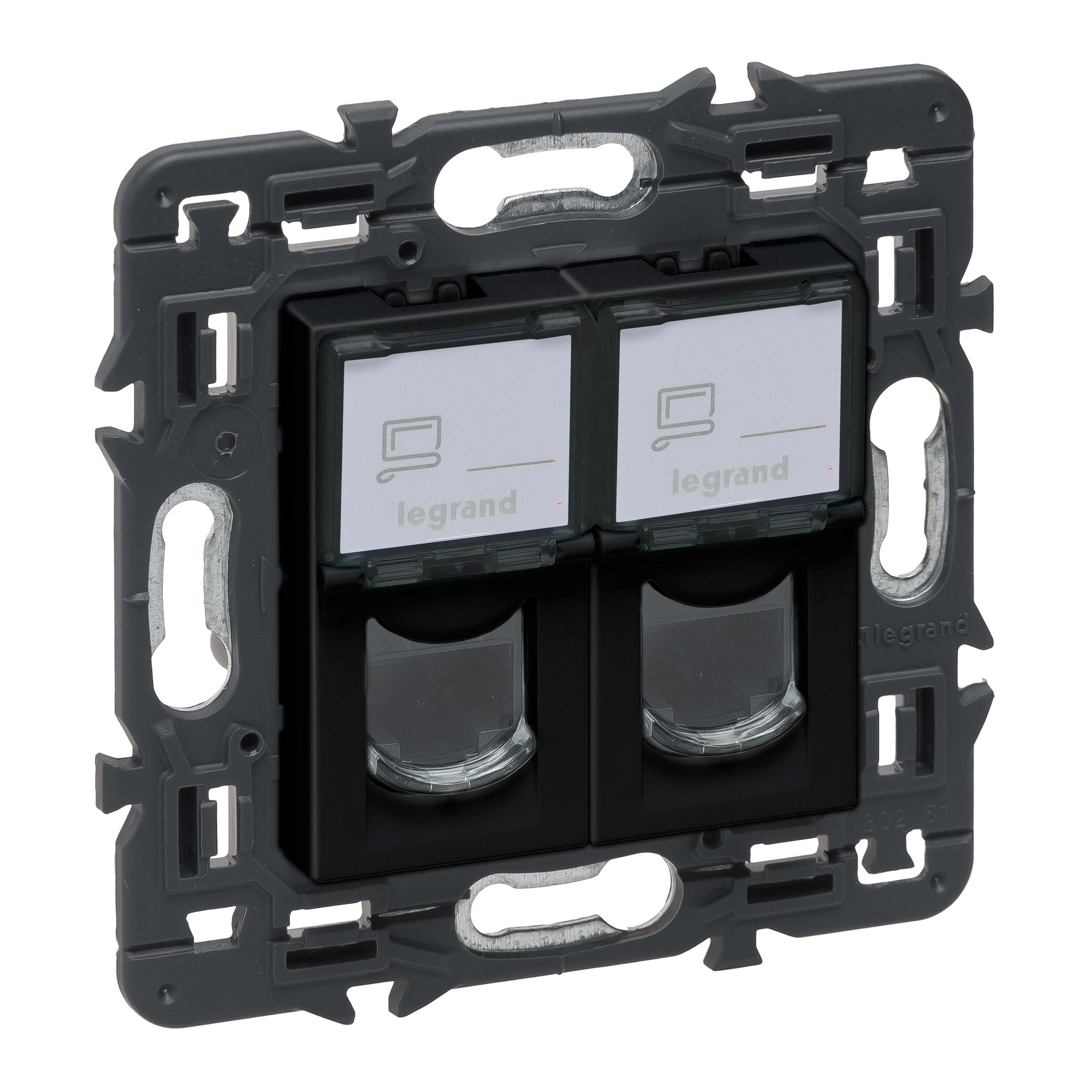 LEGRAND - Base informática RJ45 Valena Next - Cat.6 - UTP - doble - conexión rápida Toolless - Dark