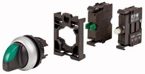 EATON - Kit selector M22-WRLK-G-K10LED-BVP con 2 posiciones 1 NO+led 24V AC/DC verde