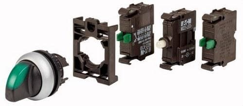 EATON - Kit selector M22-WRLK3-G-2K10LED-BVP con 3 posiciones 1 NO+led 24V AC/DC verde