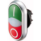EATON - Pulsador doble + indicador luminoso M22-DDL-GR-X1/X0 22mm resaltados verde I blanco rojo 0 con anillo titanio