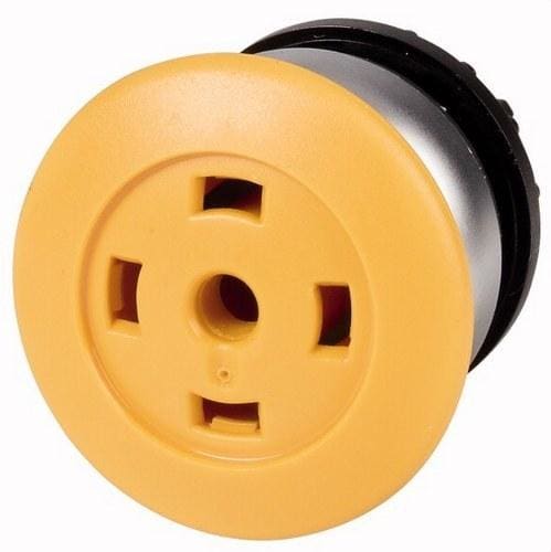 EATON - Pulsador seta M22-DP-Y-X retorno amarillo anillo titanio