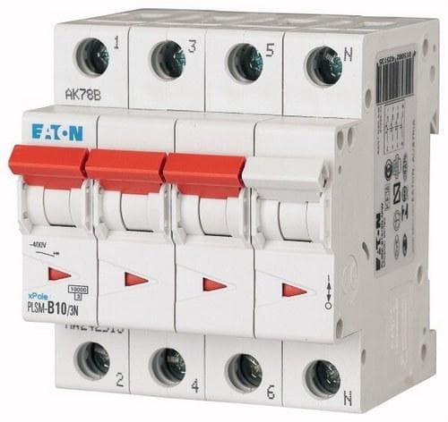 EATON - Interruptor magnetotérmico PLSM-B10/3N-MW 3P+N curva B 10A