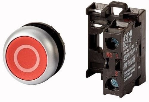 EATON - Pulsador rasante M22-D-R-X0/K01 con retorno grabado unipolar rojo