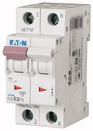 EATON - Interruptor magnetotérmico PLZ6-D32/1N-MW 1P+N curva D 32A