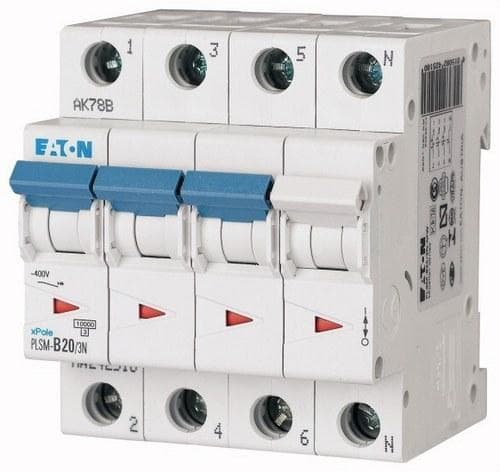 EATON - Interruptor magnetotérmico automático 3P+N PLSM-D20/3N 10kA