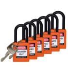 BRADY - 38MM SAF PADLOCK W/PS ORANGE KD 6 PK 38MM SAFETY PADLOCK ORANGE KD 6 PK 38.00 MM 86.50 MM