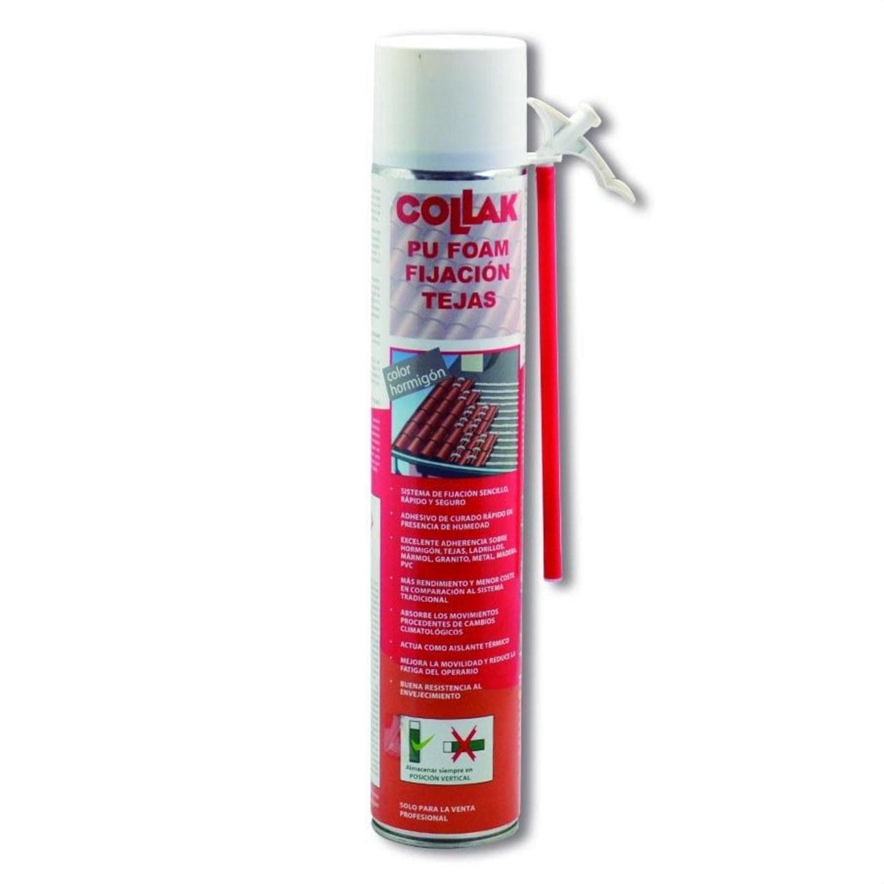COLLAK - Espuma poliuretano FOAM cánula fijación tejas 750ml con guantes