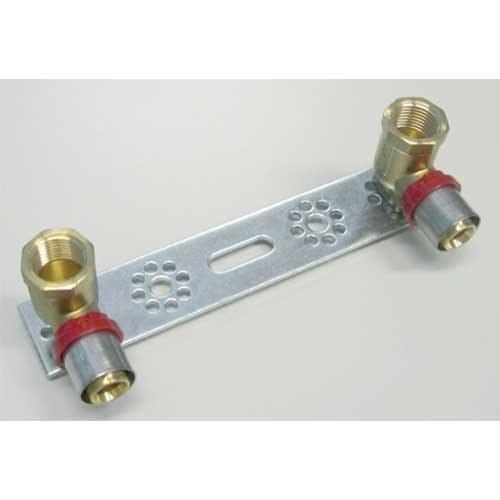 TIEMME - Racor terminal + placa de prensar 1664 18x1/2" distancia entre ejes variable: 72-115-155mm para tubo multicapa