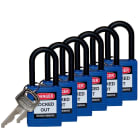 BRADY - 38MM SAF PADLOCK W/PS BLUE KD 6 PK 38MM SAFETY PADLOCK W/PS BLUE KD 6 PK 38.00 MM 86.50 MM