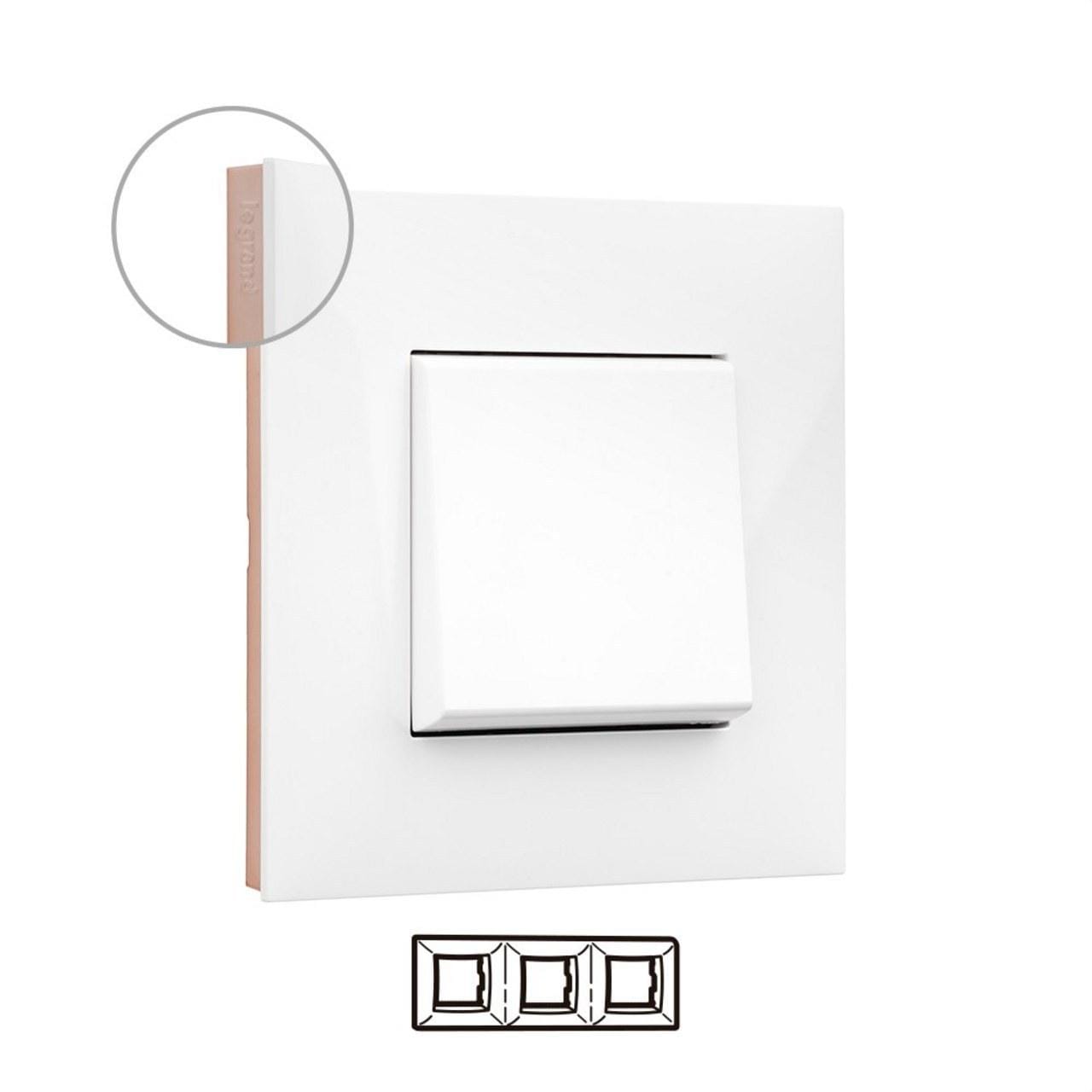 LEGRAND - Placa VALENA NEXT con 3 elementos blanco/oro rosa