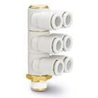 SMC - KQ2ZT04-02AS KQ2ZT, RACORDAJE  CONEXIÓN INSTANTÁNEA COLOR BLANCO - CODO ORIENTABLE SÉXTUPLE