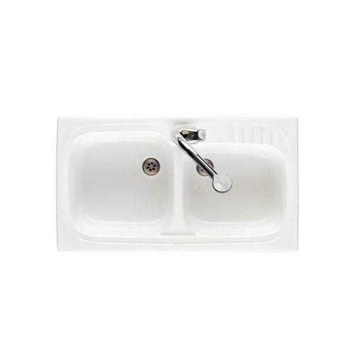 ROCA - Fregadero 900x500 2 cubetas LEMAN blanco