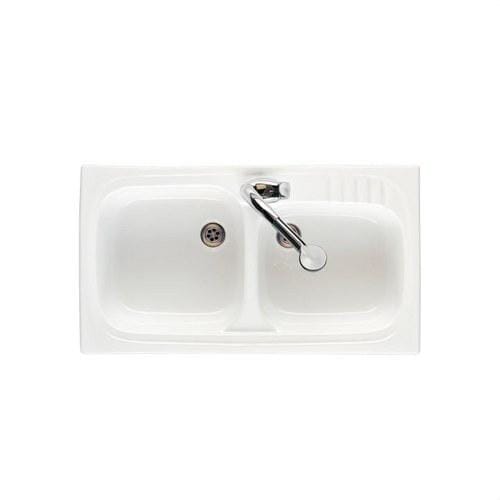 ROCA - FREGADERO 800X500 2 CUBETAS LEMAN BLANCO