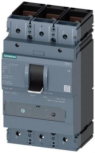 SIEMENS - Interruptor automático 3VA1 IEC tamaño 400 clase de poder de corte M ICU=55kA 415V 3 polos, protección de distribuciones TM240