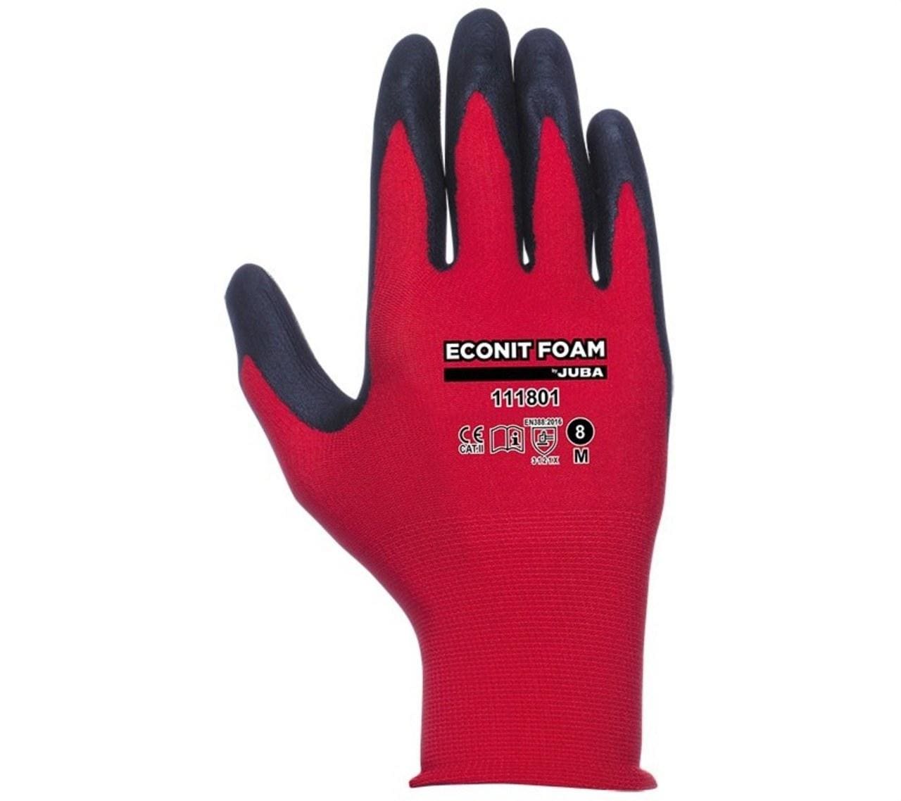 JUBA - Juego guantes ECO-NIT foam nylon® nitrilo talla 9 rojo/negro