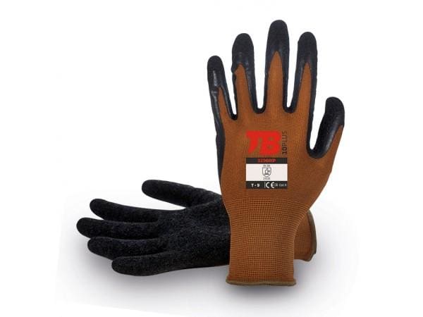 TB - GUANTE NYLON SIN COSTURAS RECUBRIMIENTO LATEX GALGA 13 Talla 10