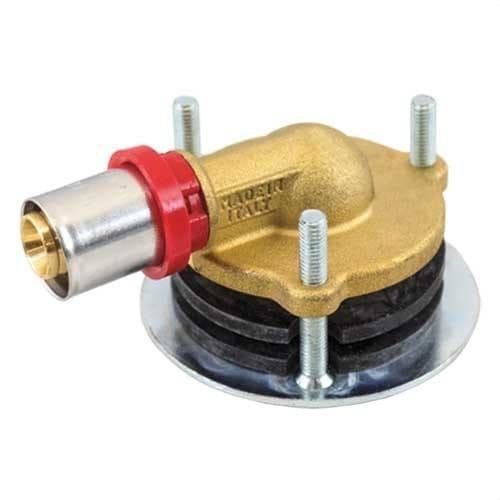 TIEMME - Racor curvo 1662CG pasapared paredes de cartón / yeso diámetro 16x1/2" 28mm para tubo multicapa