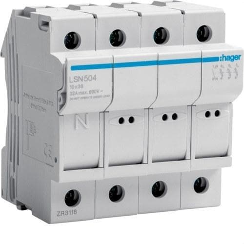 HAGER - PORTAFUS. SECCIONABLE L38 3P+N 32A 690V
