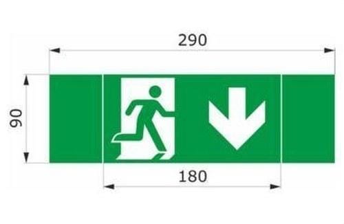 DAISALUX - Rotulo emergencia Argos-M 180x90 flecha abajo