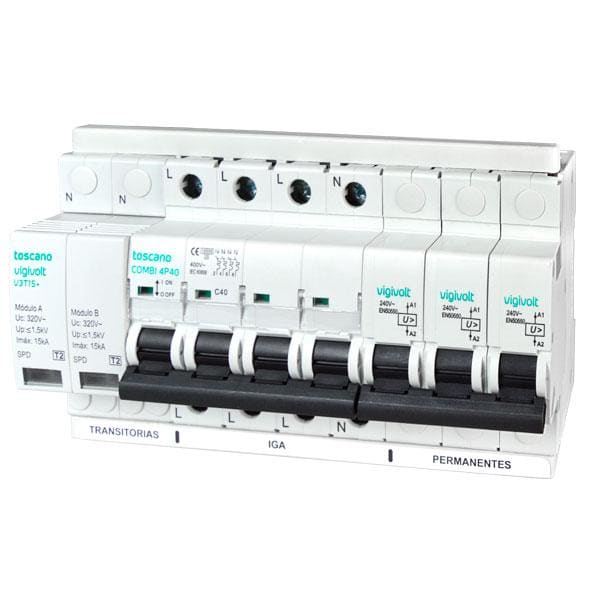 TOSCANO - Protector sobretensión permanente y transitoria COMBI 4P50T15