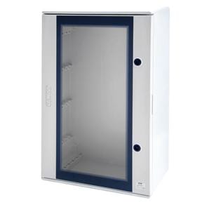 GEWISS - Cuadro en poliéster con puerta transparente equipada con cerradura 450x500x200mm gris RAL7035 IP66