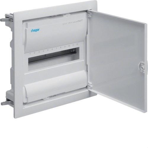 HAGER - Caja empotrar pared hueca golf VH 1 fila con 12 módulos puerta blanca