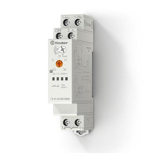 FINDER - Telerruptor electrónico multifunción SERIE 13, montaje carril 35mm, ancho 17,5mm, 1 contacto conmutado, 12...24V AC/DC
