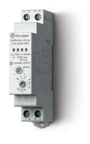 FINDER - Dimmer Slave SERIE 15, ancho 17,5mm, 1 salida carga 400W, 230V AC montaje carril 35mm