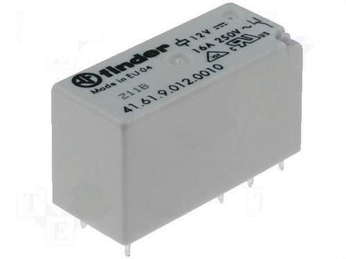 FINDER - Mini-relé para circuito impreso-reticulado 5mm SERIE 41, 1 contacto conmutado, 16A, AgSnO2, 12V DC biestable