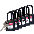 BRADY - 38MM SAF PADLOCK W/PS BLACK KD 6 PK 38MM SAFETY PADLOCK BLACK KD 6 PK 38.00 MM 86.50 MM