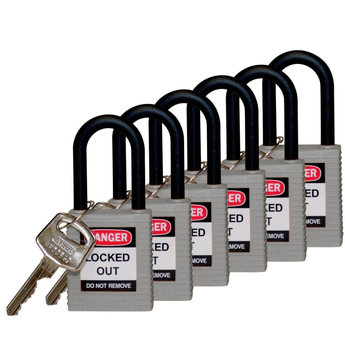 BRADY - SFTY PADLOCK NYLON 38MM SHA GREY 6/PAC