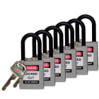 BRADY - SFTY PADLOCK NYLON 38MM SHA GREY 6/PAC