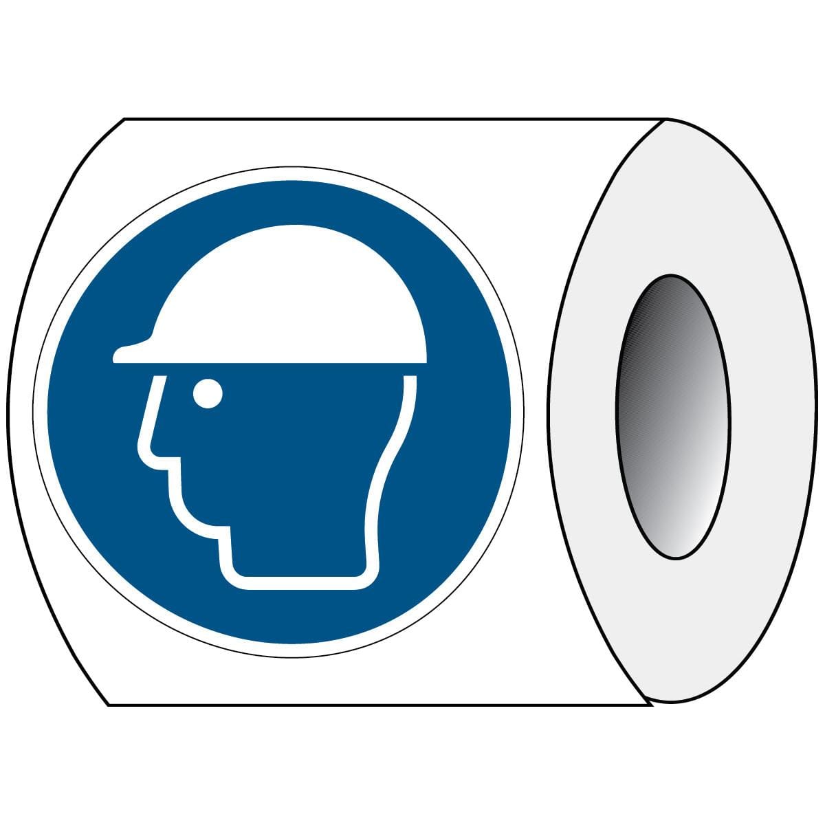 BRADY - PIC M014-DIA 100-PE-ROLL/1 ISO SAFETY SIGN - WEAR HEAD PROTECTION