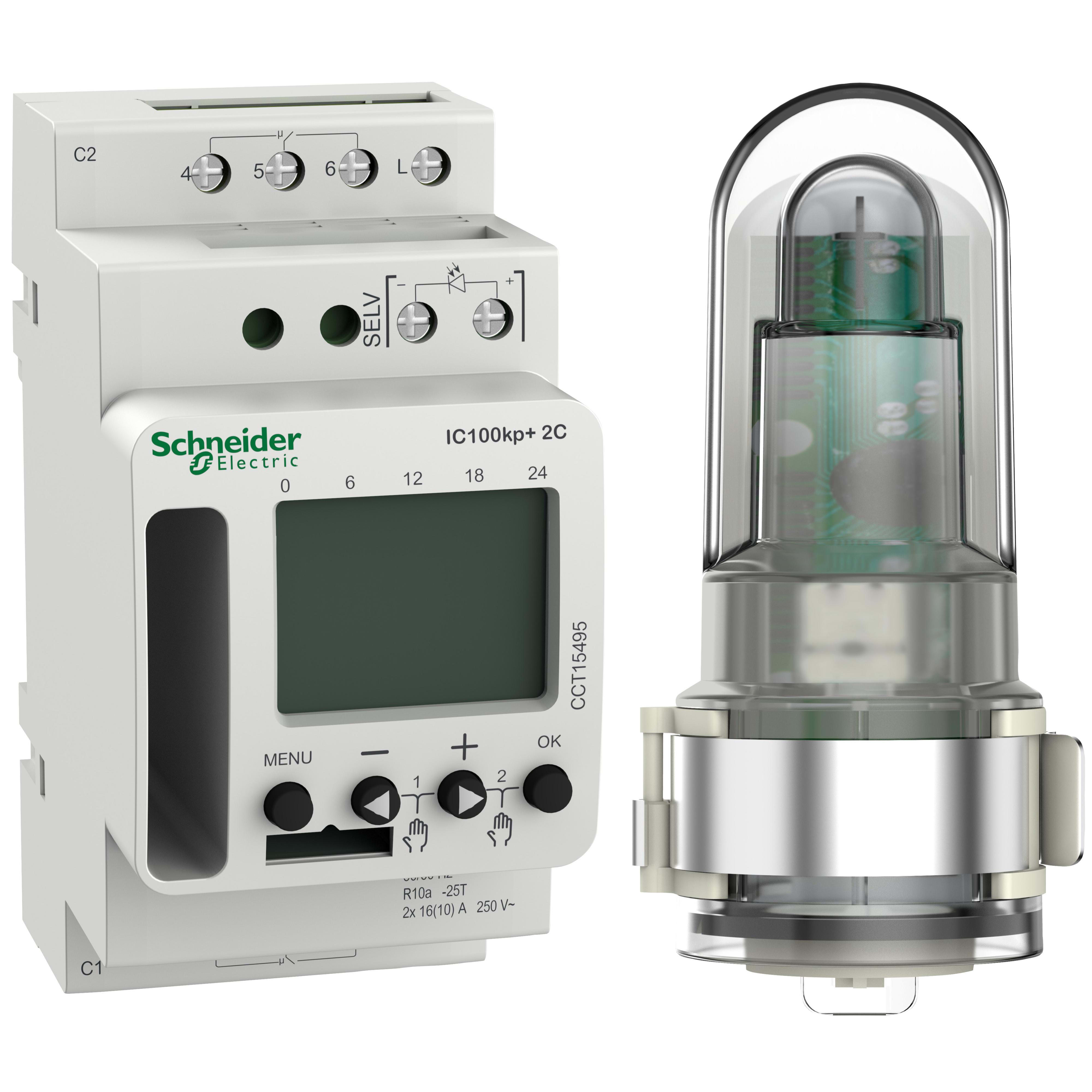 Schneider Electric - Interruptor crepuscular IC100KP + digital 2 canales (BT)