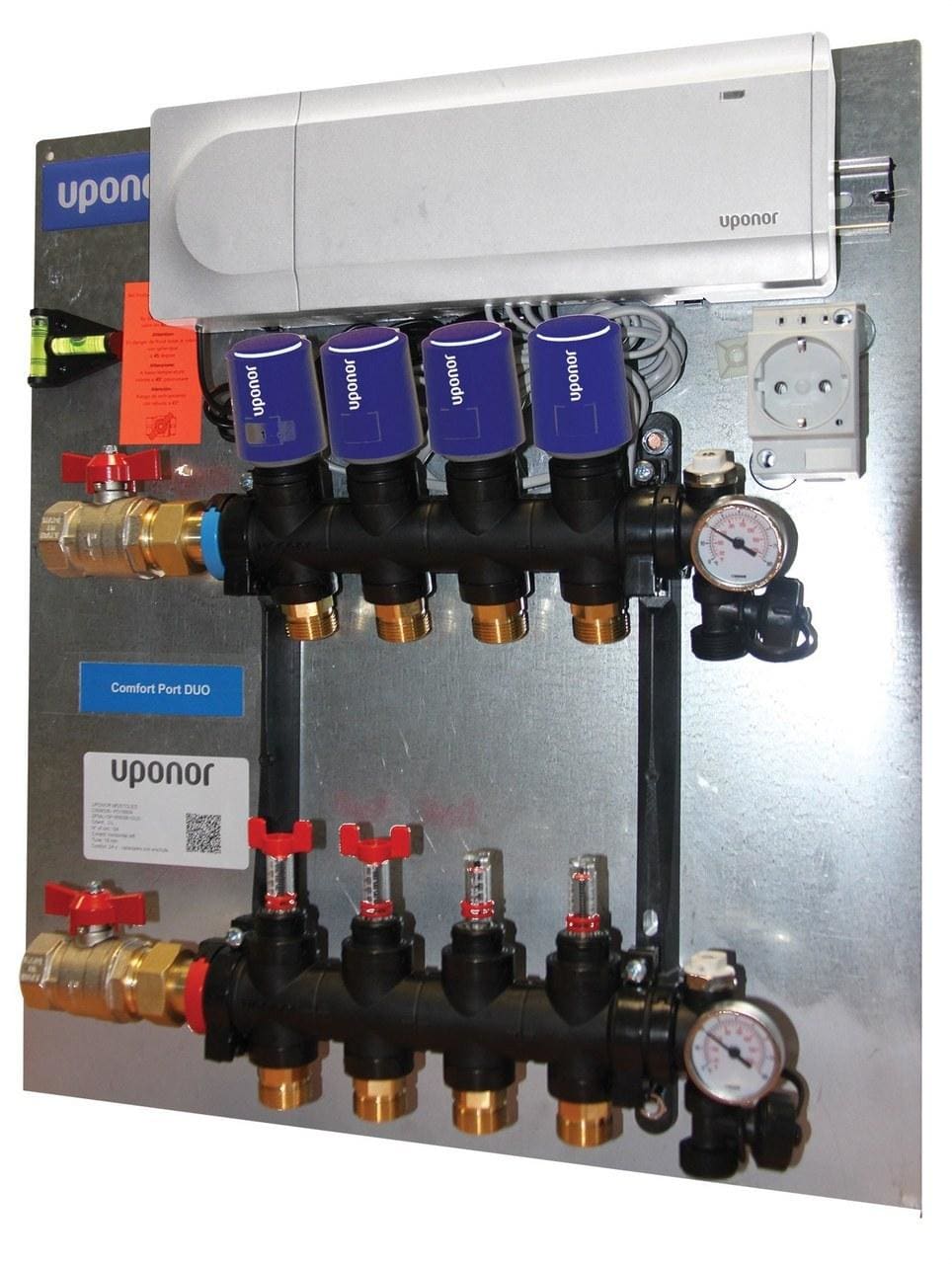 UPONOR - Caja de colector premontada conexión izquierda 4 salidas 510x670x80mm Comfort Port+Smatrix Base para instalaciones de suelo