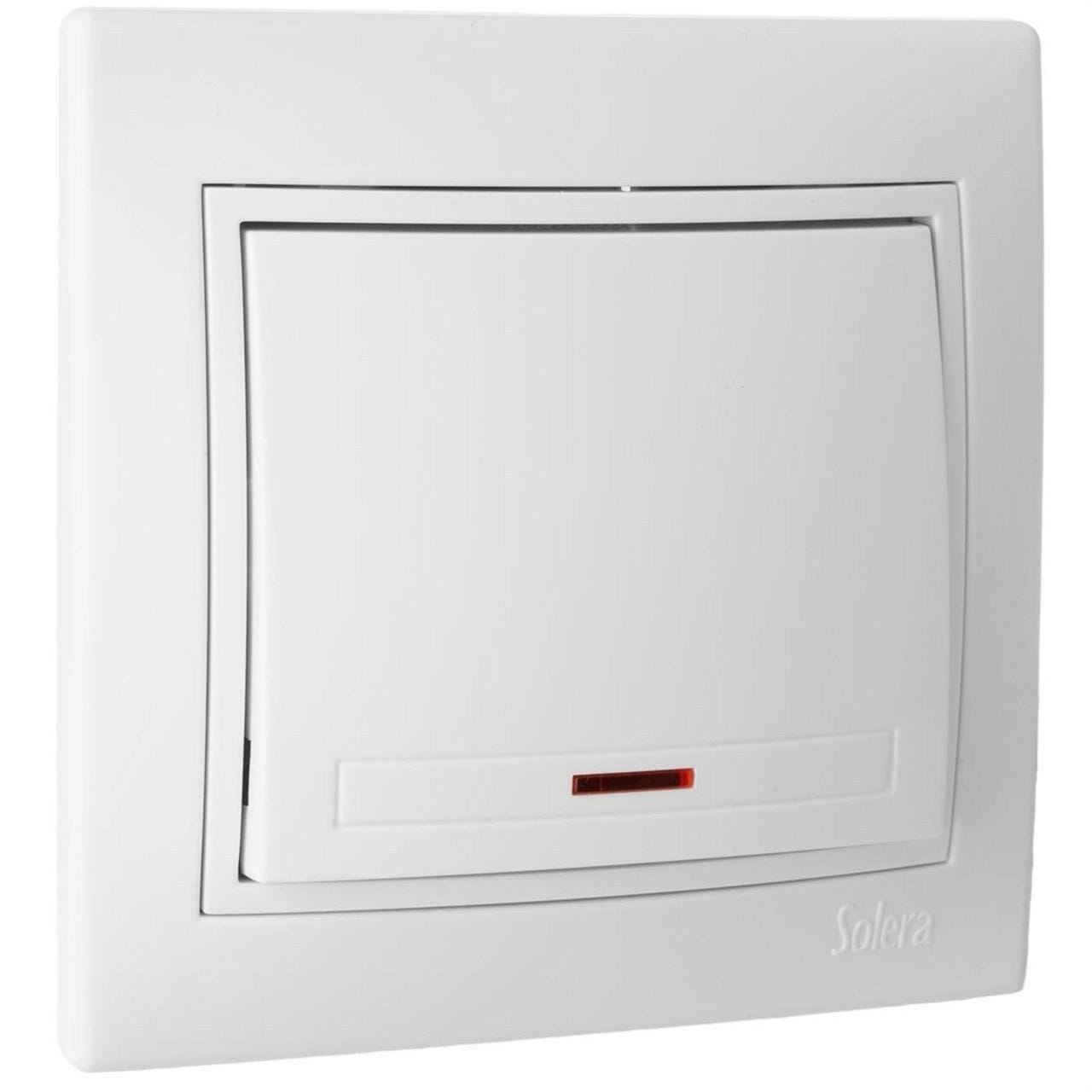 SOLERA - Pulsador luminoso 10A 250V 83x81 tornillo blanco