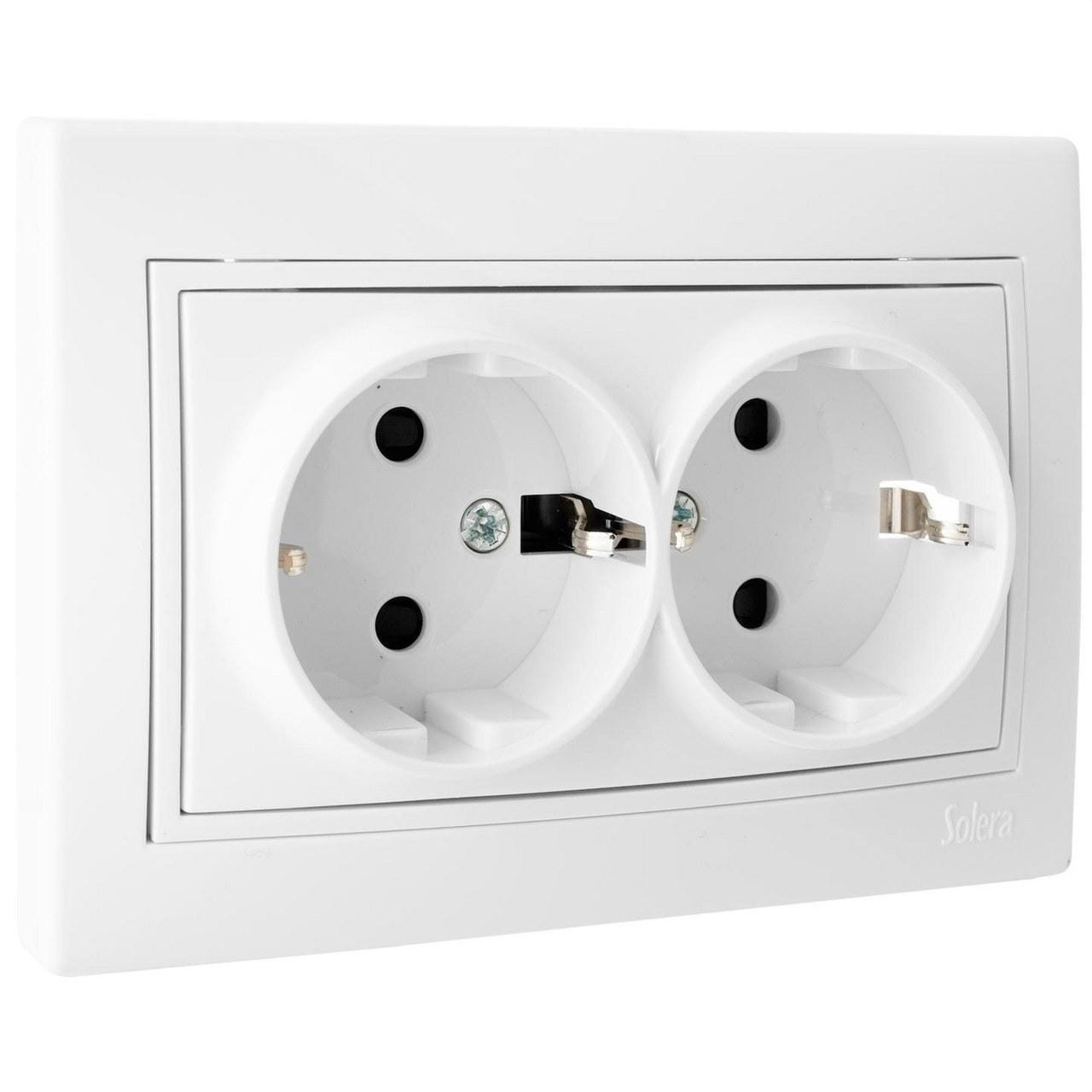 SOLERA - Base doble enchufe 2P+TT obturador 16A 250V 154x81 blanco