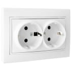 SOLERA - Base doble enchufe 2P+TT obturador 16A 250V 154x81 blanco